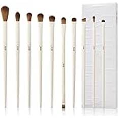 Jessup Precision Makeup Brushes 10Pcs Eye Makeup Brush Set Premium Synthetic Eyeshadow Concealer Eyeliner Eyebrow Blending Highlight Brush, Light Grey T330