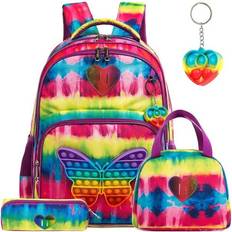 Orange School Bags Geni-Store Red School Bags 3 In 1 Kids Bags for Girls Kawaii Backpack Waterproof Children School Bags Blue/Pink/Orange