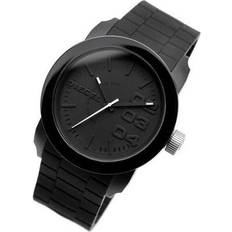 Klockor Diesel för män Double Down S44, trehandsrörelse, 44 mm svart polykarbonatfodral med silikonrem, DZ1437