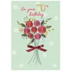 Second Nature 70th Birthday Flower Bouquet Embellished Birthday Greeting Card Autograph Cards