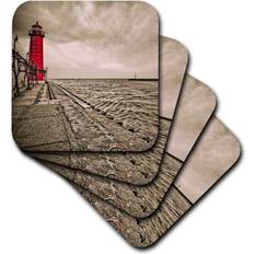 Ceramic Coasters 3DRose USA Michigan Grand Haven Lighthouse Coaster