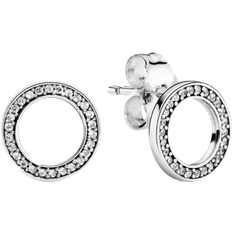 Pandora Argent Boucles d'oreilles Pandora Sparkling Circle Stud Earrings - Silver/Transparent