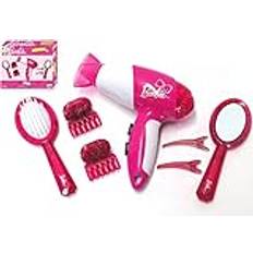 Klein Theo 5790 Barbie Frisier-Set I Zubehör und Accessoires im Barbie-Look I Inkl. Kinder-Föhn mit Kaltluftfunktion I Spielzeug für Kinder ab 3 Jahren