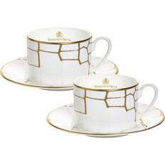 Prouna Domenico Vacca Gold Swarovski Crystal Teacup & Saucer, Set of 2