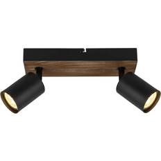 Madera Apliques de pared Brilliant Jello Wood Negro/Madera 2 Luces Aplique de pared