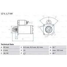 Bosch Starttimoottori 12V 1.7 10 50 30 Links