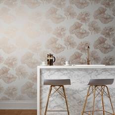 Graham & Brown Beige Wallpapers Graham & Brown Lotus Floral Wallpaper 105934 in Rose Gold
