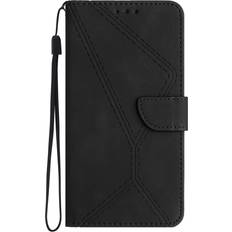 MAULUND Motorola Edge 40 Neo Mønstret Læder m. Pung & Strop Sort