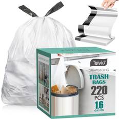 Teivio 1.6 Gallon/220pcs Strong Drawstring Trash Bags Garbage Can Bin