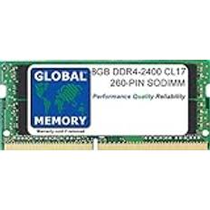 Global Memory 8GB DDR4 2400MHz PC4-19200 260-PIN SODIMM MINNE RAM FÖR BÄRBARA DATORER/ANTECKNINGSBÖCKER