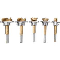 Greenzech Carton Packing 5PCS 15/20/25/30/35mm Forstner Drill Bit Set Titanium Coating Wood Auger Cutter Positioning Hole Saw Cutter Hinge Hole Opener