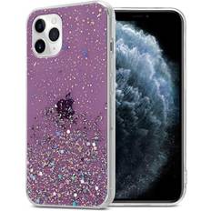 Cadorabo Purple Case for Apple iPhone 11 Cover Protection TPU Silicone Gel Back case with sparkling glitter