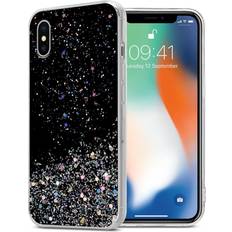 Cadorabo Black Case for Apple iPhone X XS Cover Protection TPU Silicone Gel Back case with sparkling glitter