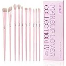 Pink Makeup Brushes Jessup Eye Makeup Borstar Set, 10st Rosa ögonmakeup Borstar för Concealer Eyeliner Eyeliner Borstar Makeup Blending Eye Brush, Syntet av högsta kvalitet, T496