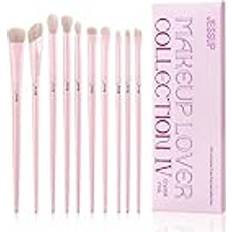 Jessup Eyeshadow Brush Set 10Pcs Pink Premium Synthetic