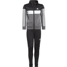 Adidas Girls Tracksuits Children's Clothing Adidas Kid's Tiberio 3-Stripes Colorblock Shiny Tracksuit - Black/White/Grey Five (IJ6332)