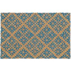 Relaxdays Doormat Coir Floral Blue cm