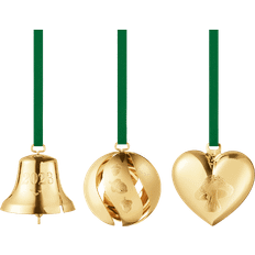 Brass Christmas Decorations Georg Jensen Bell, Ball & Heart Gift Set Gold Christmas Tree Ornament 2.1" 3