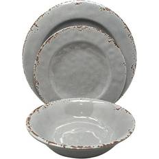 Plastic Dinner Sets 12 Piece Rustic Farmhouse Melamine Dinner Set