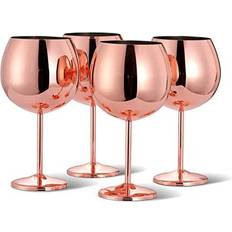 Oak & Steel 4 Elegant Balloon Rose Gold Gin Cocktail Glass