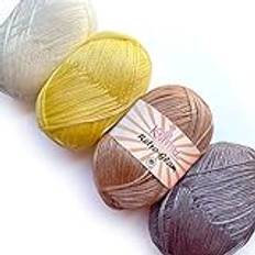 Retro-Glam Metallic-Garn, verschiedene Farben, super weich und glänzend zum Stricken und Häkeln, Großgröße 4 Knäuel, 400 g, 3 DK Gewicht Golden Sunshine