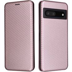 Cover-Discount Cover-Discount Google Pixel 7 Pro Carbon Look Flip Case rosa Google Pixel 7 Pro Smartphone Hülle