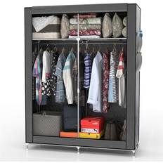 Foldable Wardrobes Intirilife Canvas Folding Ash Gray Wardrobe 108x170cm