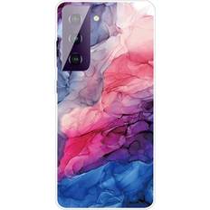 Samsung Galaxy S21 FE Mobiletuier MTP Products Marble Pattern Electroplated IMD Samsung Galaxy S21 FE 5G TPU Cover Blå Pink