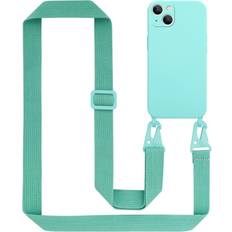 Cadorabo LIQUID TURQUOISE Mobile Phone Chain for Apple iPhone 14 TPU Silicone Case Cover Necklace Lanyard Green