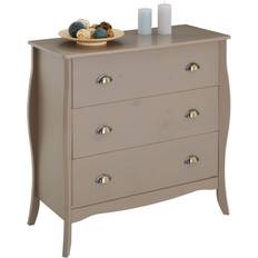 Beige Commodes IDIMEX De Chambre Antoinette 3 Tiroirs Pin Massif Lasuré Taupe Commode