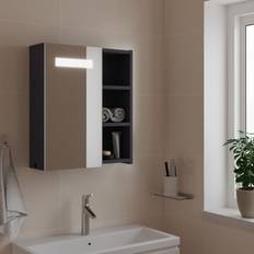 vidaXL grey, 45 Bathroom Mirror Cabinet Illuminated Cabinet with Light Oak