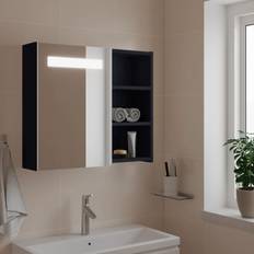 vidaXL grey, 60 Bathroom Mirror Cabinet Illuminated Wall Cabinet with Light Oak