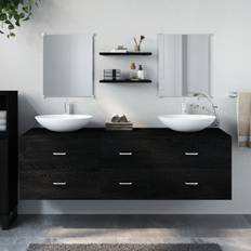 Arredamenti Bagno vidaXL Mobili Da Bagno 5 pz Nero in Legno Multistrato