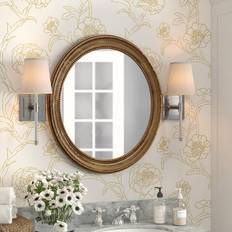 Three Posts Ribbed Oval Mirror Gold