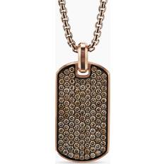 David Yurman Brown Jewelry David Yurman Men's Streamline Tag Pendant with Diamonds in 18K Rose Gold, 35mm