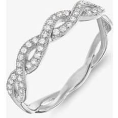 Rhodium Rings Sterling Silver Crystal Crossover Ring O 8.84.8819 O