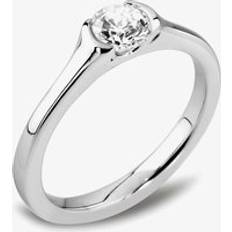 Platinum Rings Platinum Demi-Flush Rubover Solitaire Ring RI-134UNDER .25CT 0.24ct