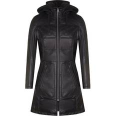 5XL Coats Infinity Leather Infinity Leather Womenss Quilted Parka Coat-Allentown Black