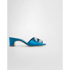 Blue - Viscose Shoes Manolo Blahnik WOMAN SLIDES