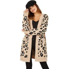 Fabric Cardigans Yumi Animal Intarsia Long Cardigan