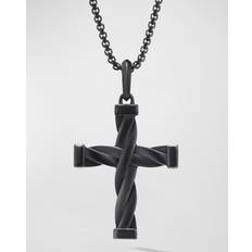 Charms & Pendants David Yurman Men's DY Helios Cross Pendant in Black Titanium, 28mm