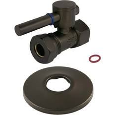 Plumbing Kingston Brass CC44155DLK 1/2 FIP x 1/2 or 7/16 Slip Joint Quarter-Turn Straight Stop Valve with Flange Oil Rubbed Bronze