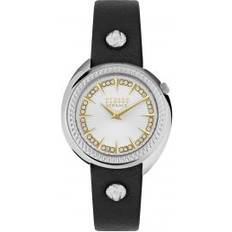 Versus by Versace Wrist Watches Versus by Versace Tortona Crystal 2 Hand Black Genuine Leather Watch, 38mm