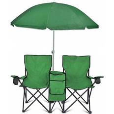 Camping & Outdoor GoTeam Portable Double Folding Chair With Removable Umbrella Cooler Bag And Carry Case