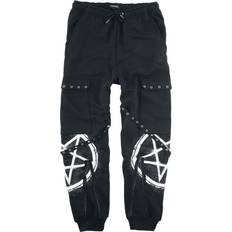 Gothicana by EMP Relaxed Black Trousers with Pockets, Straps and Prints Cloth Trousers black