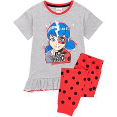 Svarte Nattøy Miraculous Girls Am My Own Hero! Pyjama Set 9-10 Years Heather Grey/Red/Black