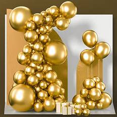 Gold Balloon Arches PartyWoo Gold Balloons, 100 pcs Metallic Gold Balloon Garland Arch Kit of 18 inch 12 inch 10 inch 5 inch Balloons and 20m Ribbons, Metallic Gold Balloons for Birthday, Wedding, Baby Shower Decorations