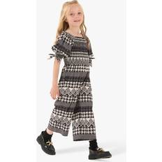 Black Jumpsuits Children's Clothing Angel & Rocket Angel & Rocket Kids' Gracie Dogtooth Check Jumpsuit, Black