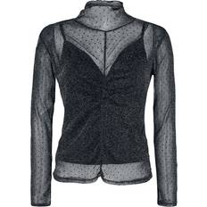 Mesh Shirts Black Premium by EMP Transparentes Langarmshirt mit Punkten und Silberfäden Long-sleeve Shirt black