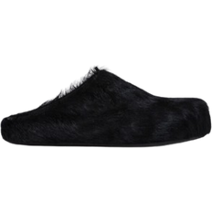 Slip-On - Unisex Slippers Marni Long-Hair Calfskin Fussbett Sabot - Black